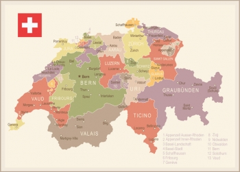  Carte magnétique de la Suisse, illustré, COLOREE