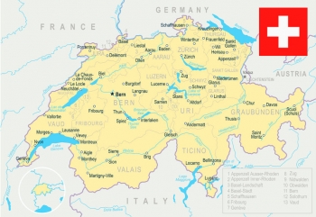  Carte magnétique de la Suisse, illustré, COLOREE