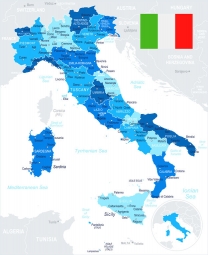  Carte magnétique de l'Italie, illustré, bleu