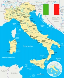  Carte magnétique de l'Italie, illustré, COLOREE