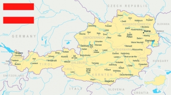  Carte magnétique de l'Autriche, illustré, COLOREE