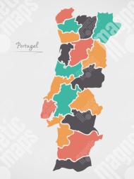  Carte magnétique du Portugal, illustré, COLOREE
