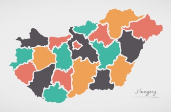  Carte magnétique de la Hongrie, illustré, COLOREE