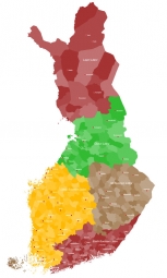  Carte magnétique de la Finlande, administrative, COLOREE