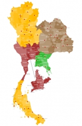  Carte magnétique de la Thaïlande, administrative, COLOREE