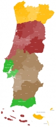  Carte magnétique du Portugal, administrative, COLOREE