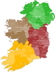  Carte magnétique de l'Irlande, administrative, COLOREE
