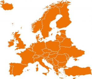 Carte magnétique de l'Europe, illustré, orange