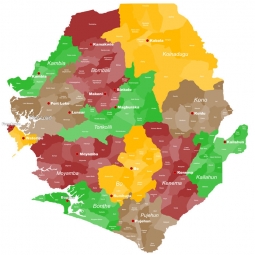  Carte magnétique Sierra Leone, administrative, COLOREE