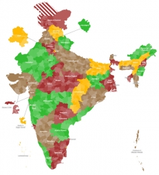  Carte magnétique de l'Inde, administrative, COLOREE