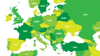  Carte magnétique de l'Europe, illustré, vert-jaune
